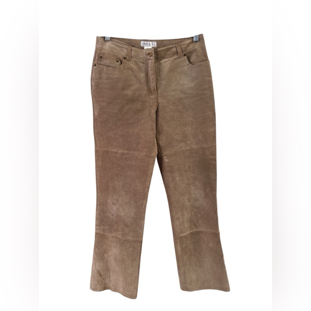 Isaac Mizrahi brown genuine leather straight leg pants